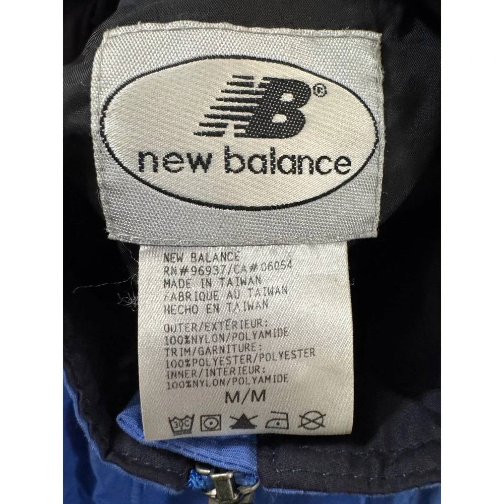 New Balance Windbreaker Jacket Mens M Blue Full Zip Pocket 90s Vintage